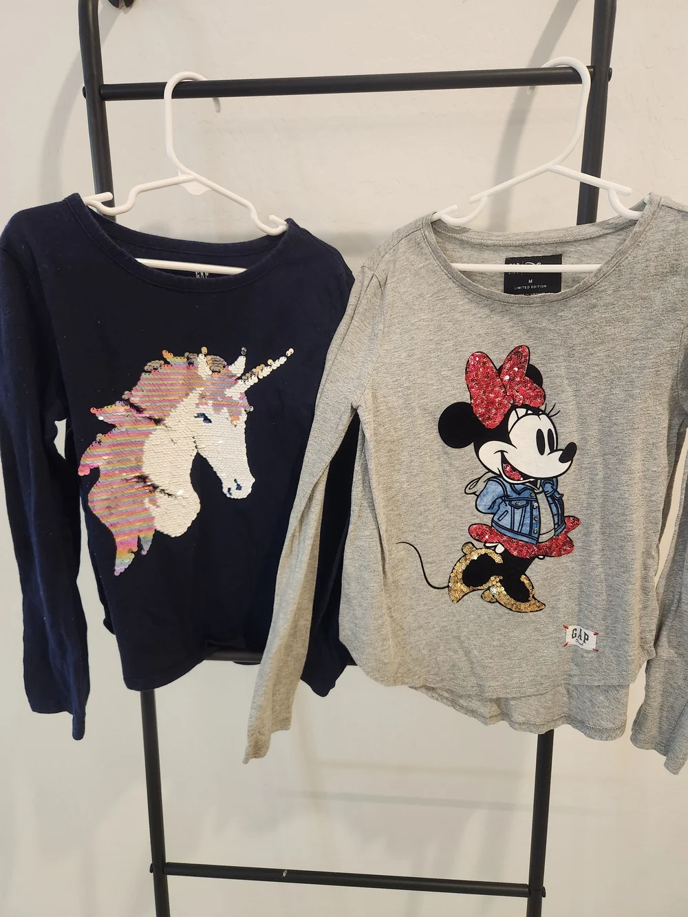 GAP Girls' Limited Ed Minnie Mouse Sequin Long-Sleeve Top